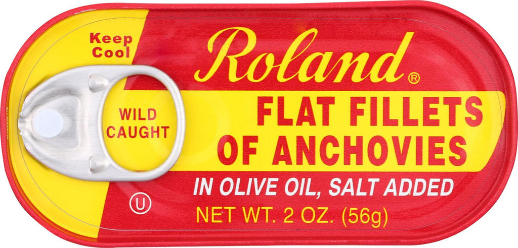 Roland Flat Fillets Of Anchovies In Olive Oil, Salted - Case Of 25 - 2 Oz.