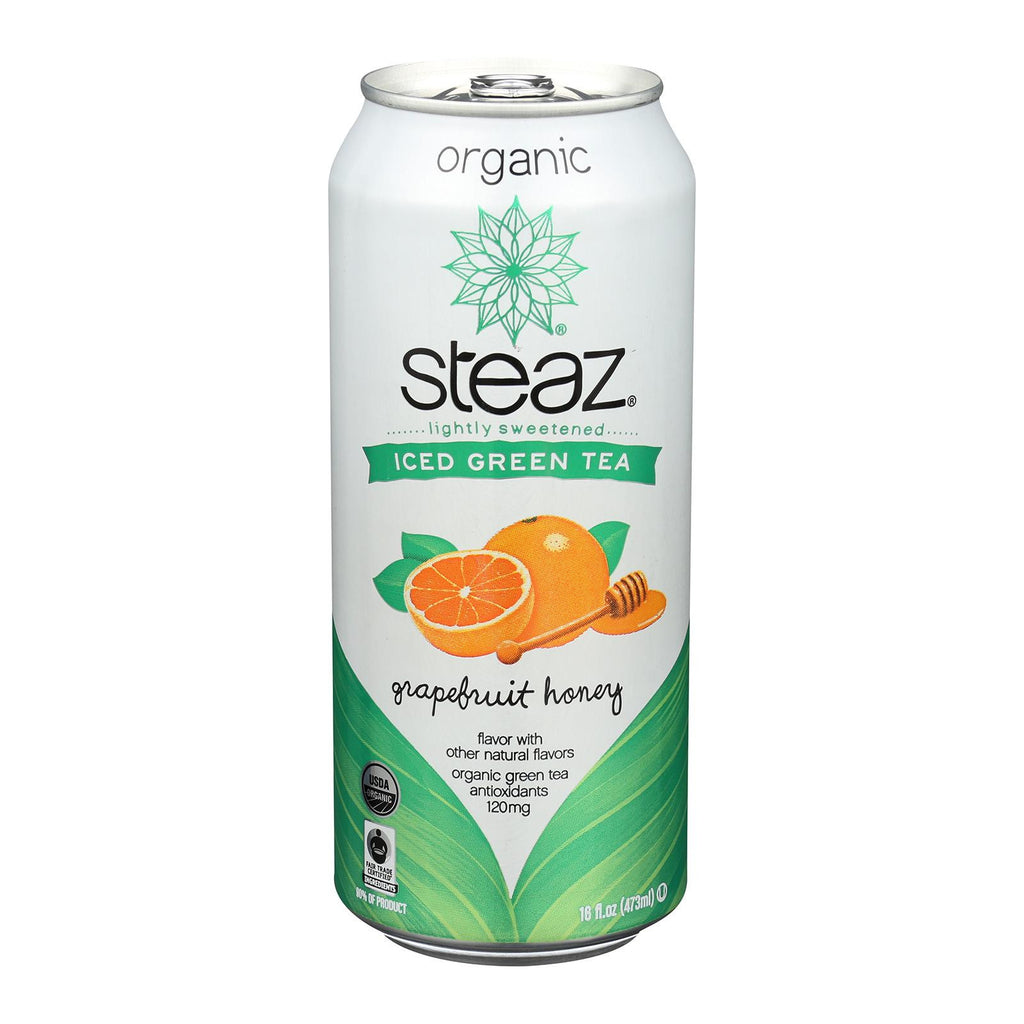 Steaz Lightly Sweetened Green Tea - Grapefruit Honey - Case Of 12 - 16 Fl Oz.