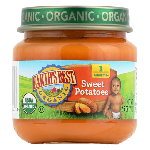 Earth's Best Organic Sweet Potatoes Baby Food - Stage 1 - Case Of 12 - 2.5 Oz.