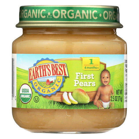 Earth's Best Organic First Pears Baby Food - Stage 1 - Case Of 12 - 2.5 Oz.