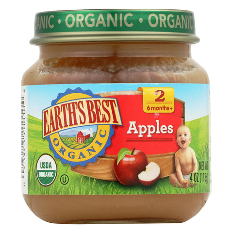 Earth's Best Organic Apples Baby Food - Stage 2 - Case Of 12 - 4 Oz.