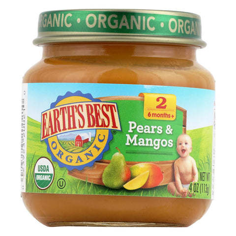 Earth's Best Organic Pears And Mangos Baby Food - Stage 2 - Case Of 12 - 4 Oz.