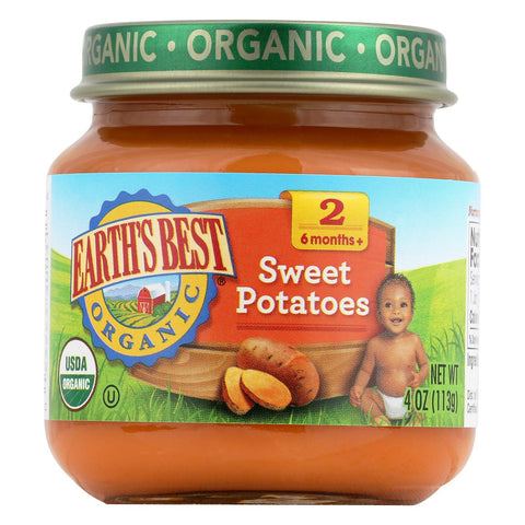 Earth's Best Organic Sweet Potatoes Baby Food - Stage 2 - Case Of 12 - 4 Oz.