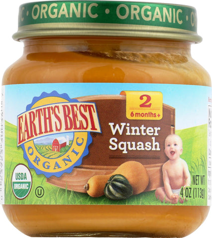 Earth's Best Organic Winter Squash Baby Food - Stage 2 - Case Of 12 - 4 Oz.