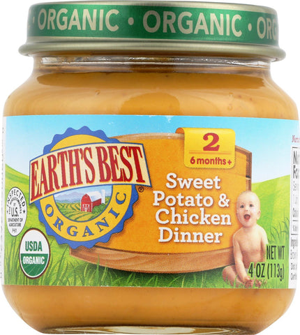 Earth's Best Organic Sweet Potato And Chicken Dinner Baby Food - Stage 2 - Case Of 12 - 4 Oz.