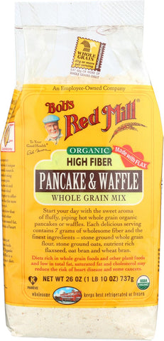 Bob's Red Mill Organic High Fiber Pancake And Waffle Mix - 26 Oz - Case Of 4