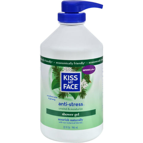 Kiss My Face Bath And Shower Gel Anti-stress Woodland Pine And Ginseng - 32 Fl Oz