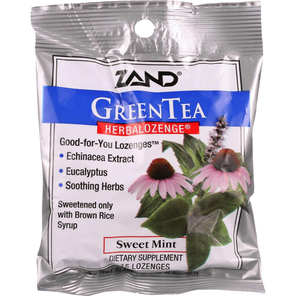 Zand Counter Display - Herbal Supplement - Herbalozenge - Green Tea With Echinacea - 15 Lozenges - Case Of 12