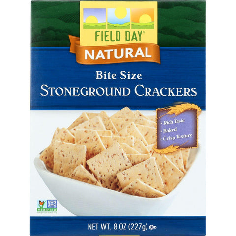 Field Day Crackers - Bite Size Stoneground - 8 Oz - Case Of 10