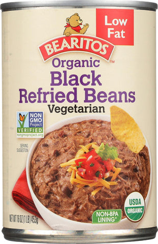 Bearitos Organic Refried Beans - Black Bean - Case Of 12 - 16 Oz.