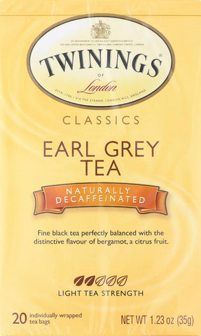 Twining's Tea Earl Grey Tea - Decaffeinated - Case Of 6 - 20 Bags