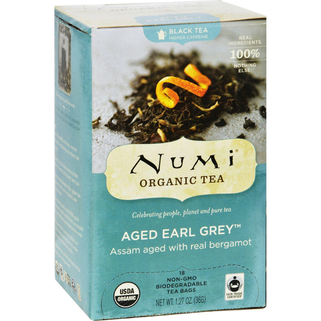 Numi Aged Earl Grey Bergamot Black Tea - 18 Tea Bags - Case Of 6