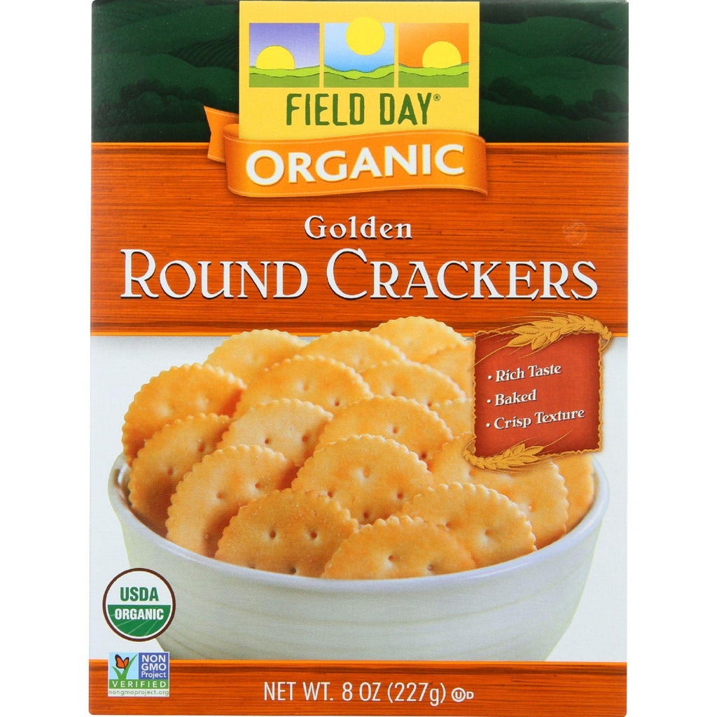 Field Day Crackers - Organic - Golden Round - 8 Oz - Case Of 12