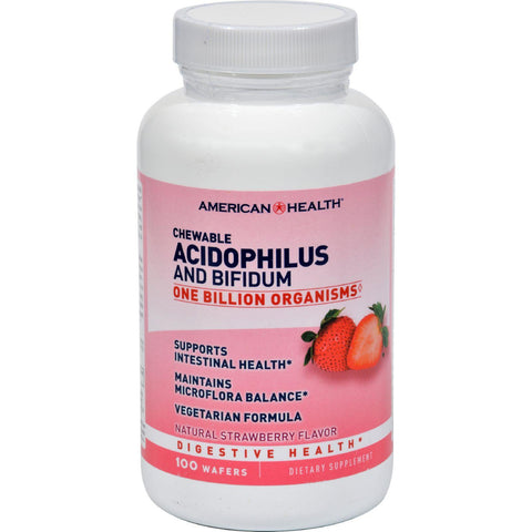 American Health Acidophilus And Bifidum - Strawberry - 100 Chewable Wafers