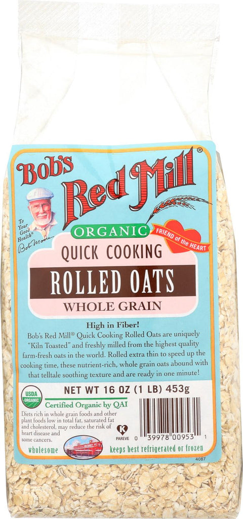 Bob's Red Mill Organic Quick Cooking Rolled Oats - 16 Oz - Case Of 4