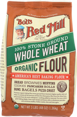 Bob's Red Mill Organic Whole Wheat Flour - 48 Oz - Case Of 4