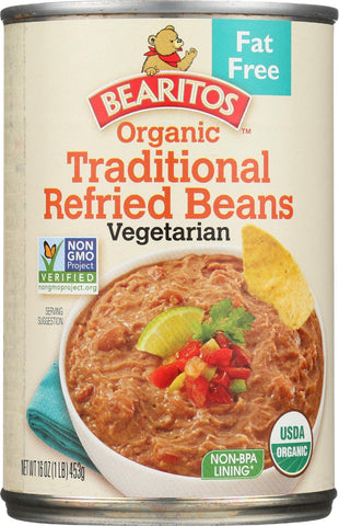 Bearitos Organic Refried Beans - Traditional - Case Of 12 - 16 Oz.