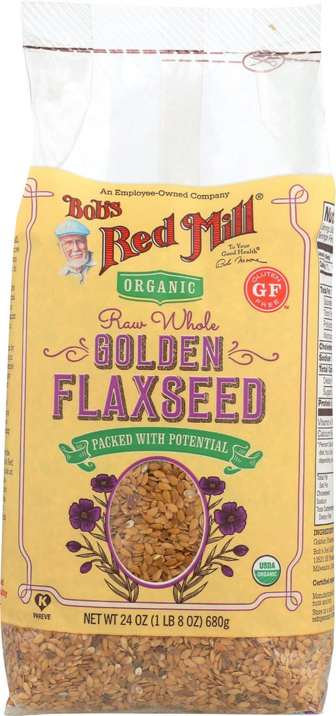 Bob's Red Mill Organic Raw Whole Golden Flaxseeds - 24 Oz - Case Of 4