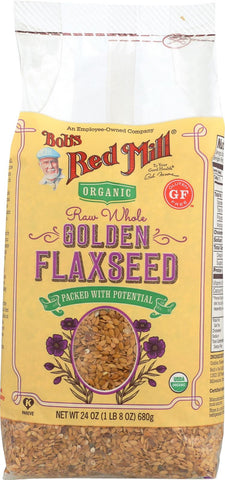 Bob's Red Mill Organic Raw Whole Golden Flaxseeds - 24 Oz - Case Of 4