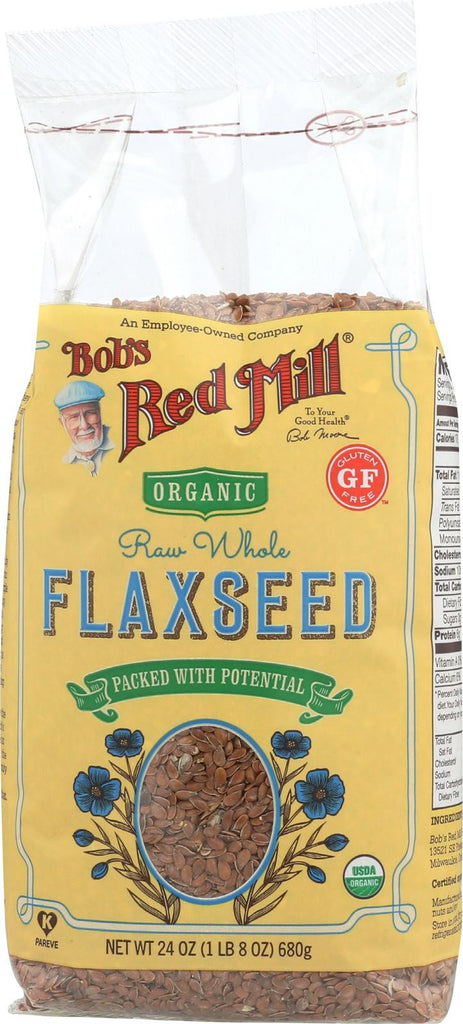 Bob's Red Mill Organic Raw Whole Brown Flaxseeds - 24 Oz - Case Of 4