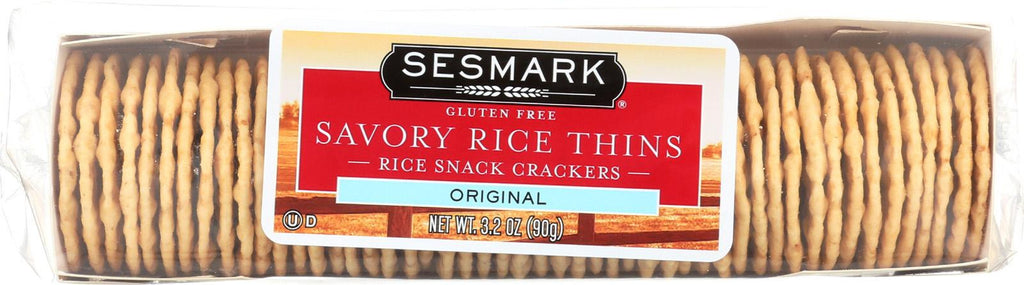 Sesmark Foods Savory Rice Thins - Original - Case Of 12 - 3.2 Oz.