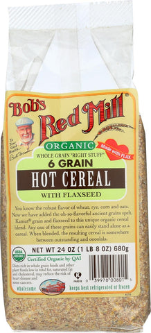 Bob's Red Mill Organic 6 Grain Hot Cereal With Flaxseed - 24 Oz - Case Of 4