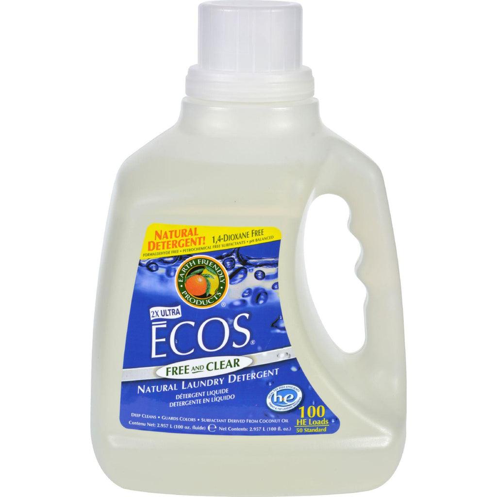 Earth Friendly Ecos Ultra 2x All Natural Laundry Detergent - Free And Clear - Case Of 4 - 100 Fl Oz