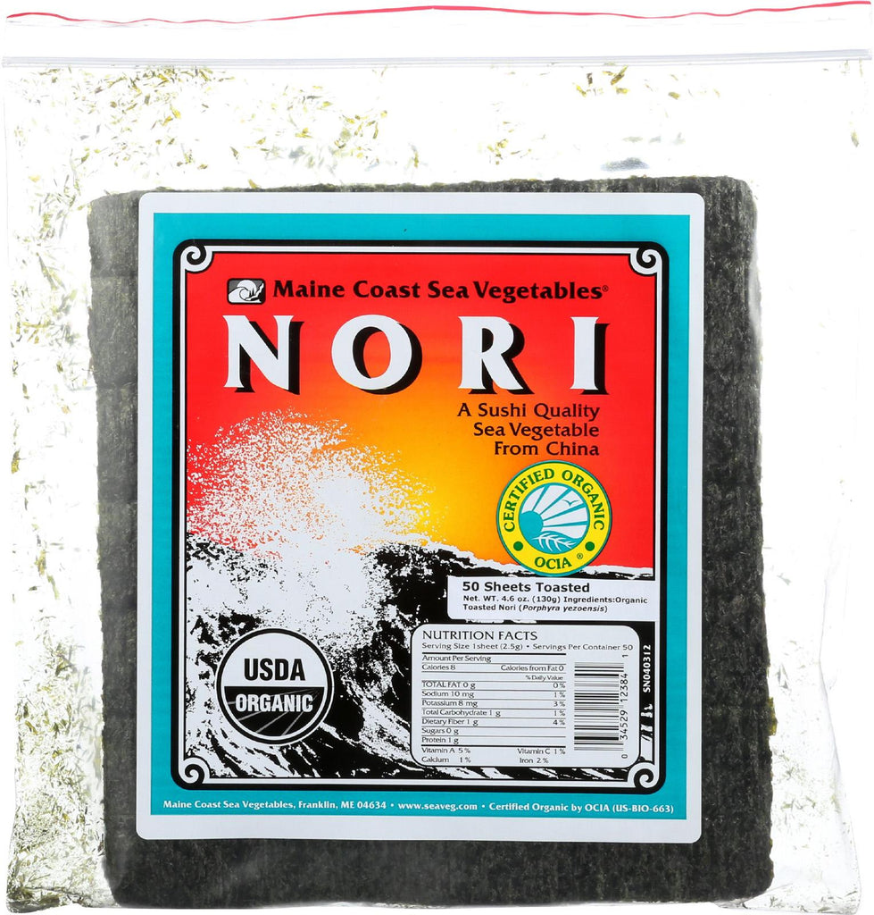 Maine Coast Organic Sea Vegetables - Sushi Nori Sheets - Toasted Chinese - 50 Sheets