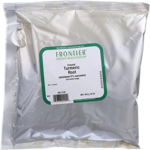 Frontier Herb Tumeric Root - Ground - Alleppey - 5 Percent Curcumin - Bulk - 1 Lb