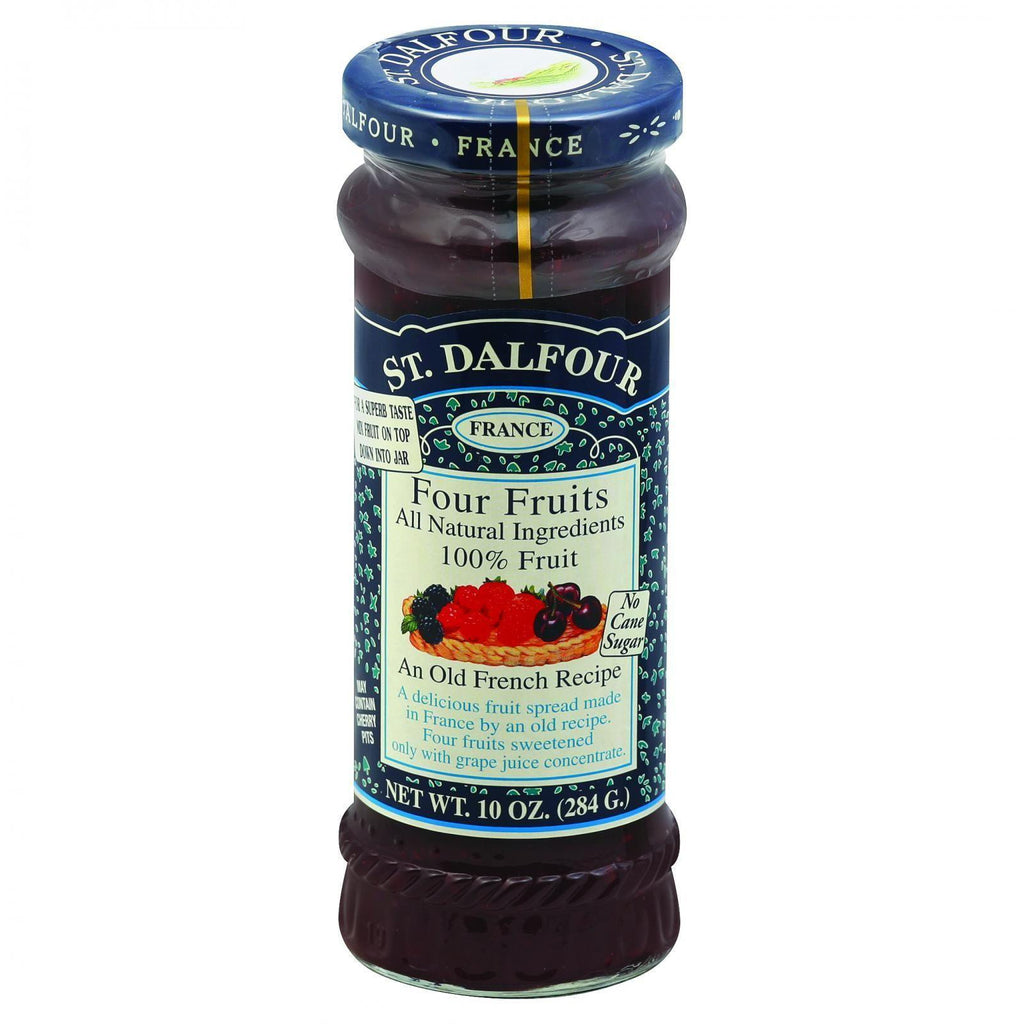 St Dalfour Fruit Spread - Deluxe - 100 Percent Fruit - Four Fruits - 10 Oz - Case Of 6