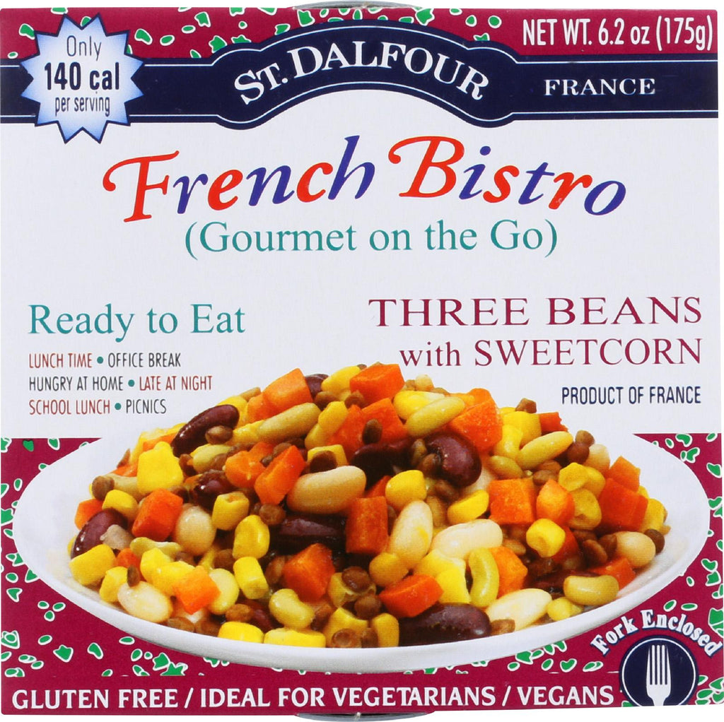 St Dalfour Gourmet On The Go - Ready To Eat - Three Beans With Sweetcorn - 6.2 Oz - Case Of 6