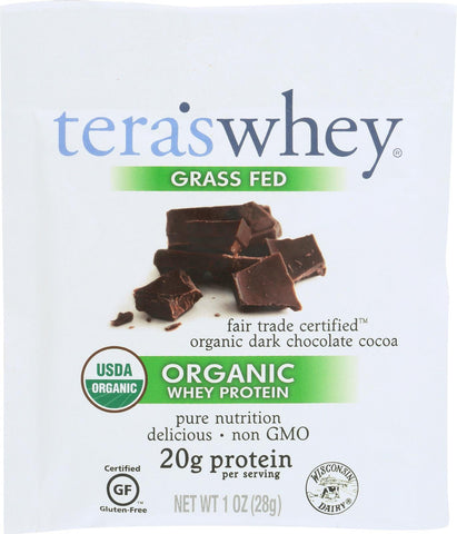 Teras Whey Protein Powder - Whey - Organic - Fair Trade Certified Dark Chocolate Cocoa - 1 Oz - Case Of 12