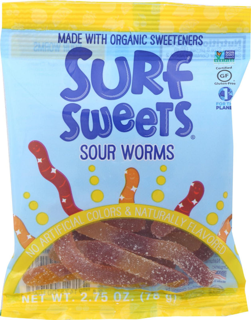 Surf Sweets Gummy Worms - Sour - Case Of 12 - 2.75 Oz.