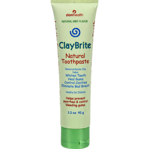 Zion Health Claybrite Natural Toothpaste - Natural Mint - 3.2 Oz