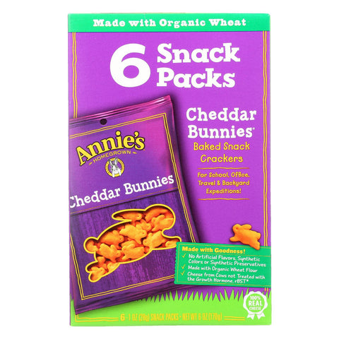 Annie's Homegrown Cheddar Bunnies Baked Snack Crackers - Case Of 6 - 1 Oz.