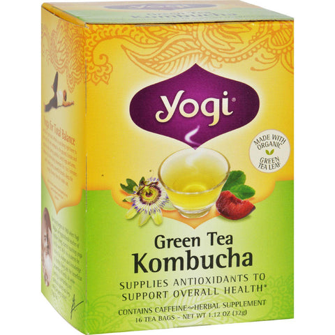 Yogi Herbal Green Tea Kombucha - 16 Tea Bags - Case Of 6