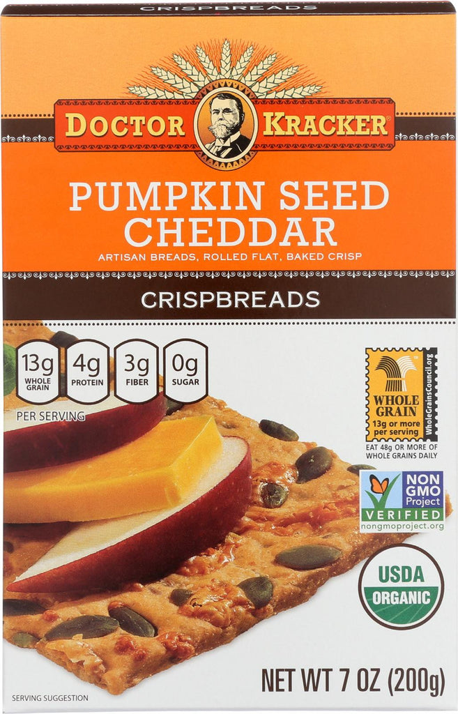 Doctor Kracker Pumpkin Seed Cheddar Crispbreads - Case Of 6 - 7 Oz.