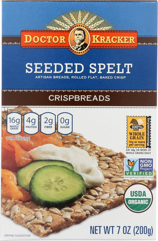 Doctor Kracker Seeded Spelt Crispbreads - Case Of 6 - 7 Oz.