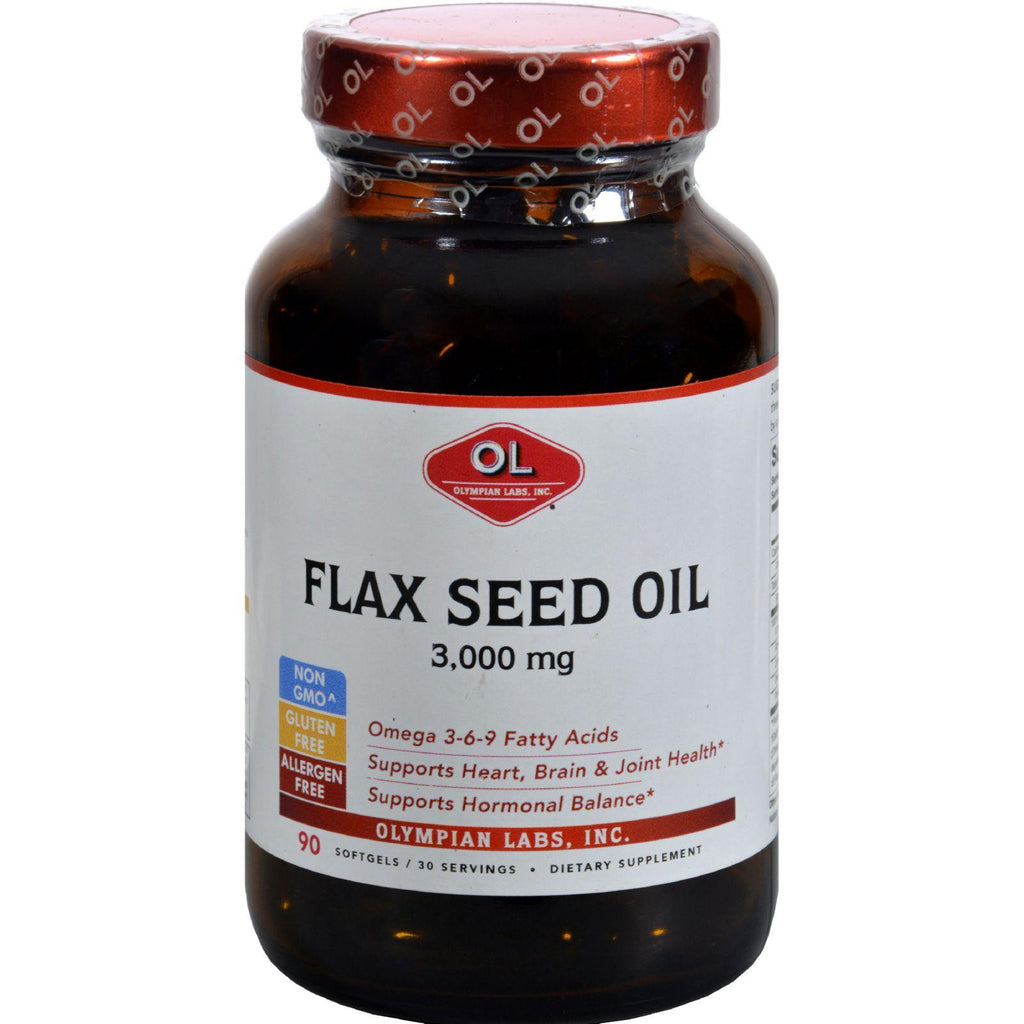 Olympian Labs Flax Seed Oil - Certified Organic - High Lignan - 3000 Mg - 90 Softgels