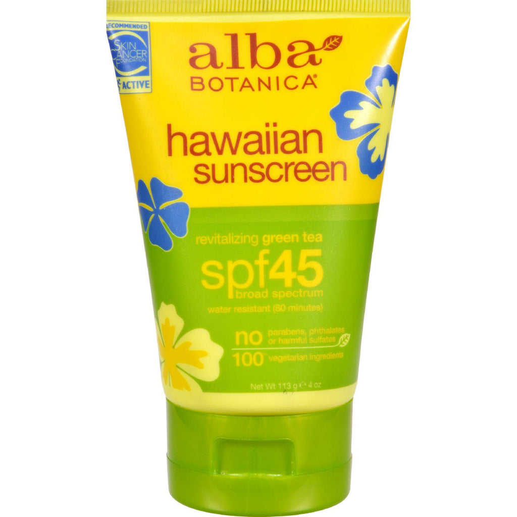 Alba Botanica Hawaiian Green Tea Natural Sunblock Spf 45 - 4 Fl Oz