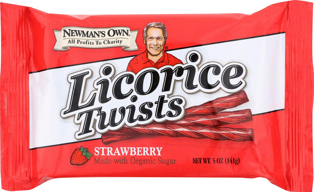 Newman's Own Organics Sour Licorice Twists - Strawberry - Case Of 15 - 5 Oz.