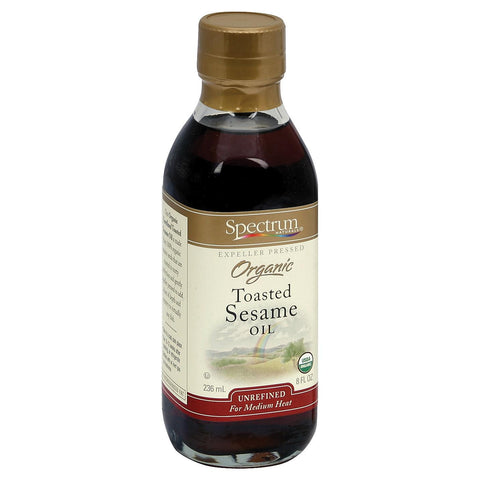 Spectrum Naturals Organic Unrefined Toasted Sesame Oil - Case Of 6 - 8 Fl Oz.