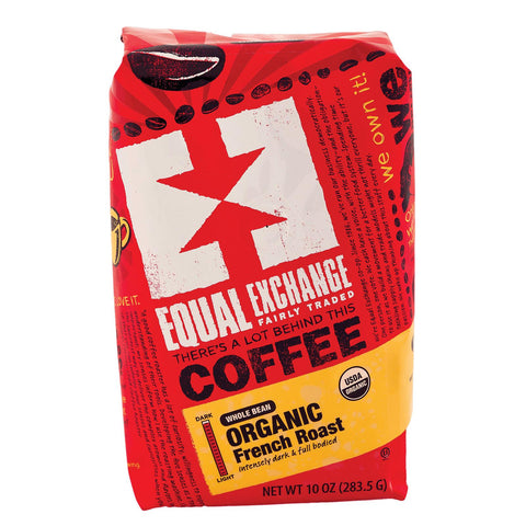 Equal Exchange Organic Whole Bean Coffee - French Roast - Case Of 6 - 10 Oz.