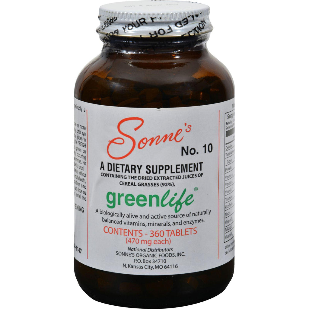 Sonne's Greenlife No 10 - 360 Tablets