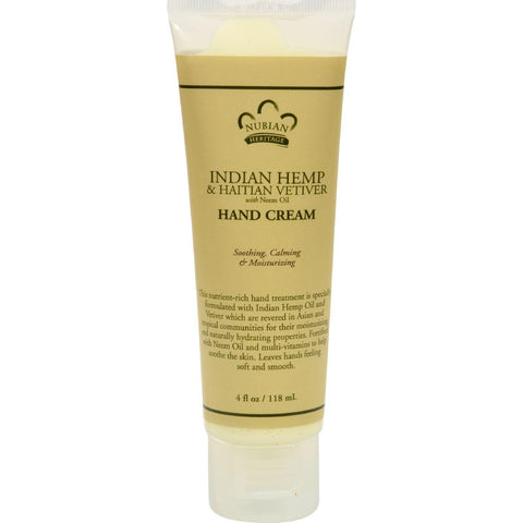 Nubian Heritage Hand Cream Indian Hemp And Haitian Vetiver - 4 Oz