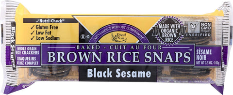 Edward And Sons Brown Rice Snaps - Black Sesame - Case Of 12 - 3.5 Oz.