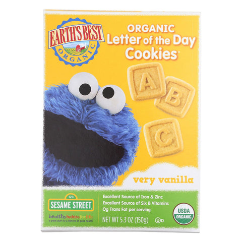 Earth's Best Organic Letter Of The Day Very Vanilla Cookies - Case Of 6 - 5.3 Oz.