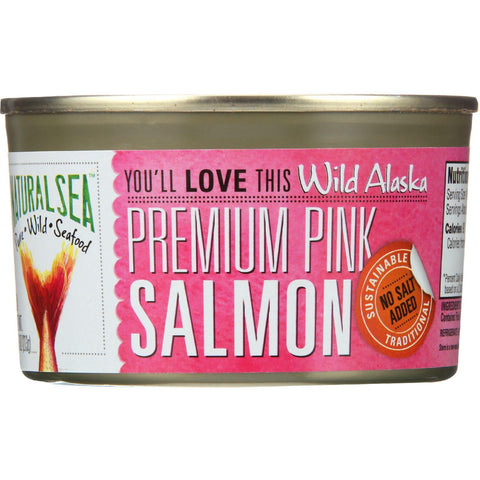 Natural Sea Salmon - Premium Pink - Wild Alaska - No Salt Added - 7.5 Oz - Case Of 12