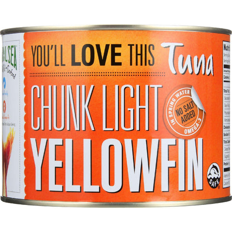 Natural Sea Tuna - Yellowfin - Chunck Light - No Salt Added - 66.5 Oz - Case Of 6