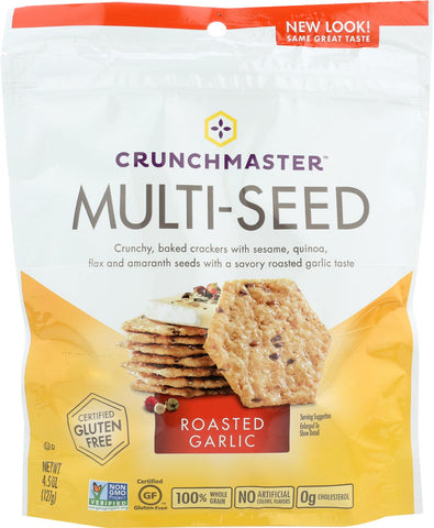 Crunchmaster Multi-seed Crackers - Roasted Garlic - Case Of 12 - 4.5 Oz.